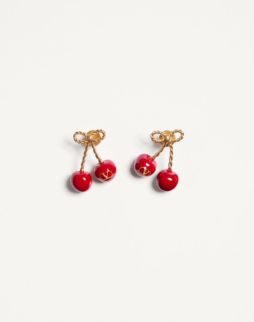 VALENTINO Cherryfic Metal And Enamel Earrings