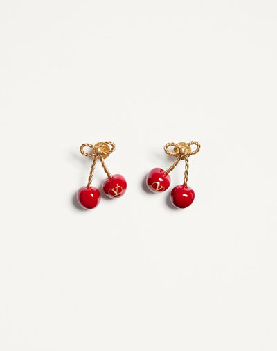 VALENTINO Cherryfic Metal And Enamel Earrings