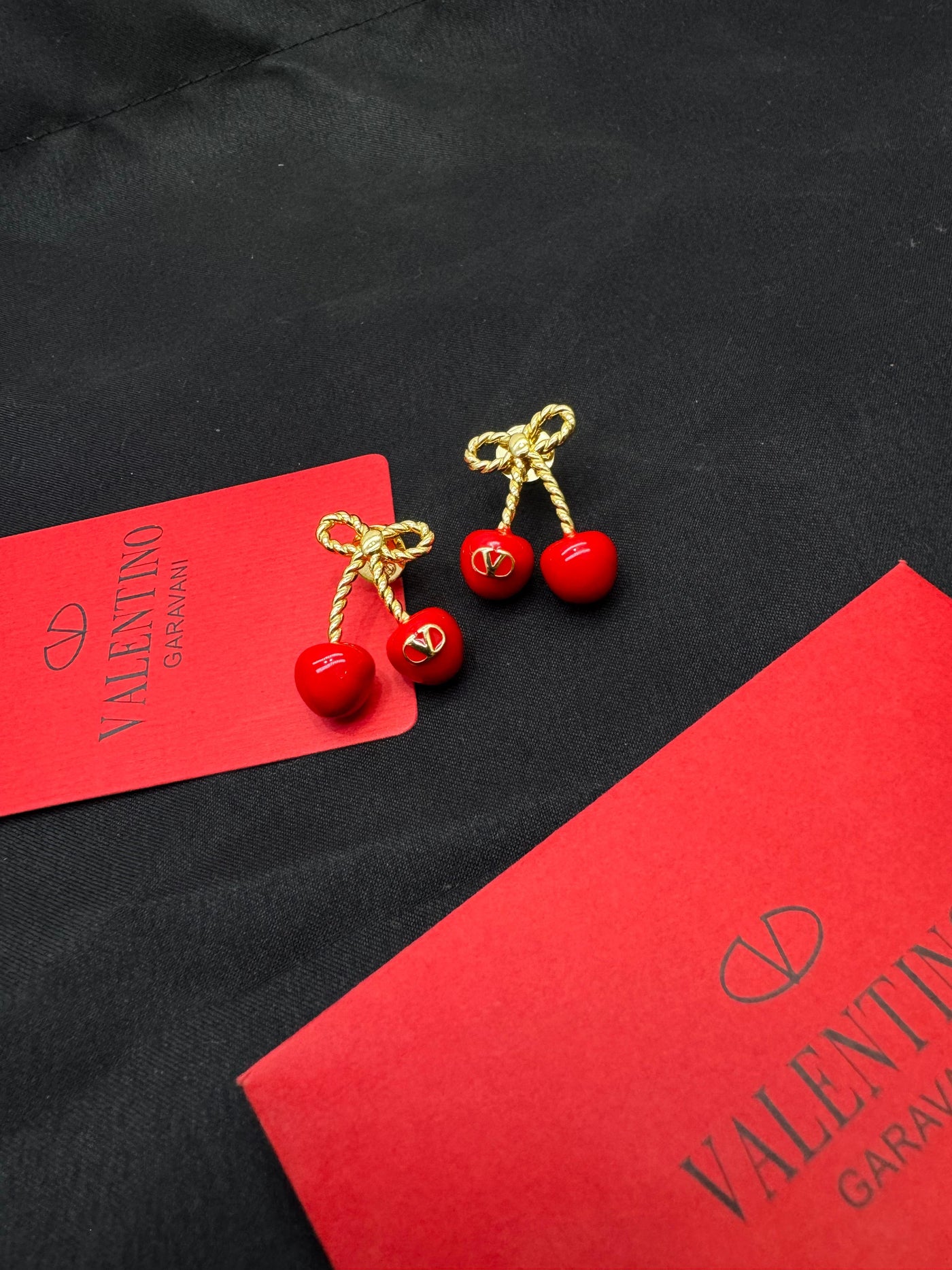 VALENTINO Cherryfic Metal And Enamel Earrings