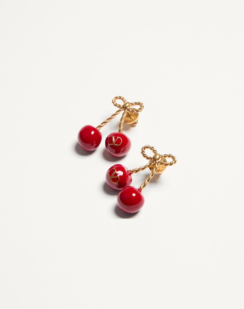 VALENTINO Cherryfic Metal And Enamel Earrings
