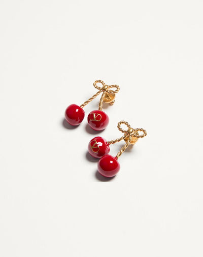 VALENTINO Cherryfic Metal And Enamel Earrings