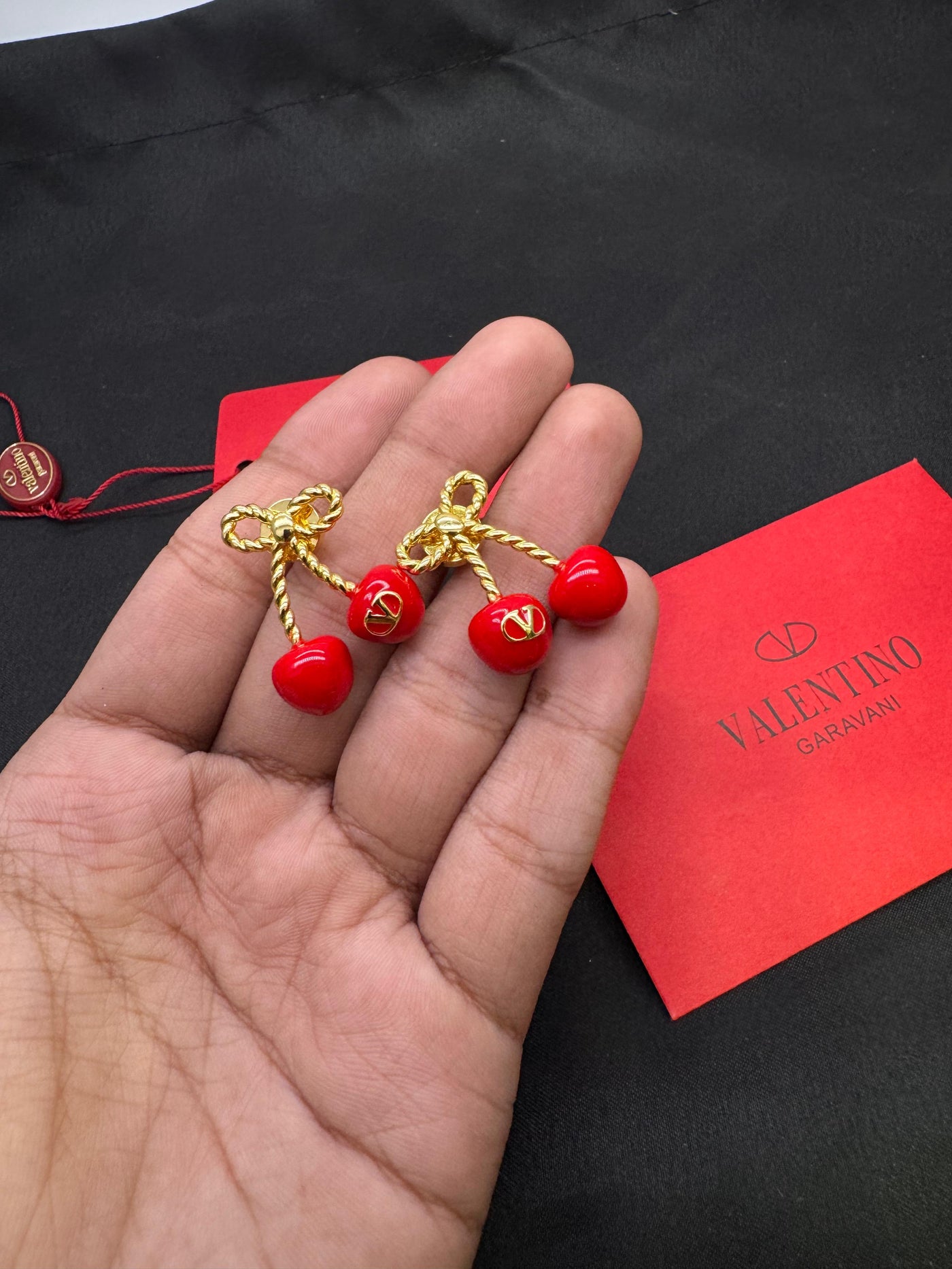 VALENTINO Cherryfic Metal And Enamel Earrings